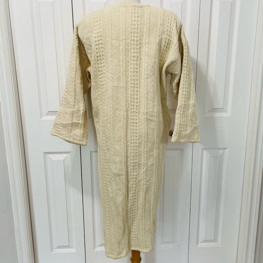The Weave O’the Irish Ivory Cable Knit Jacket Long Line Cardigan with Pockets